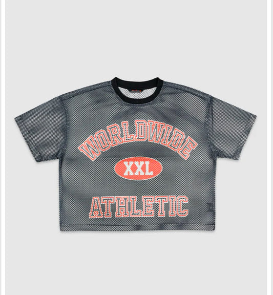 OVERSIZE MESH ATHLETIC CROP TOP